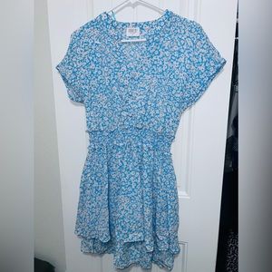 Blue Floral Layered Pattern Dress